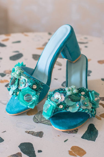 Sparkling Ocean Block Heels