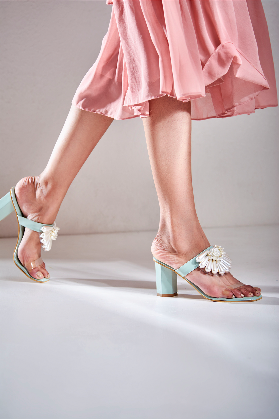Half Bloom Block Heels