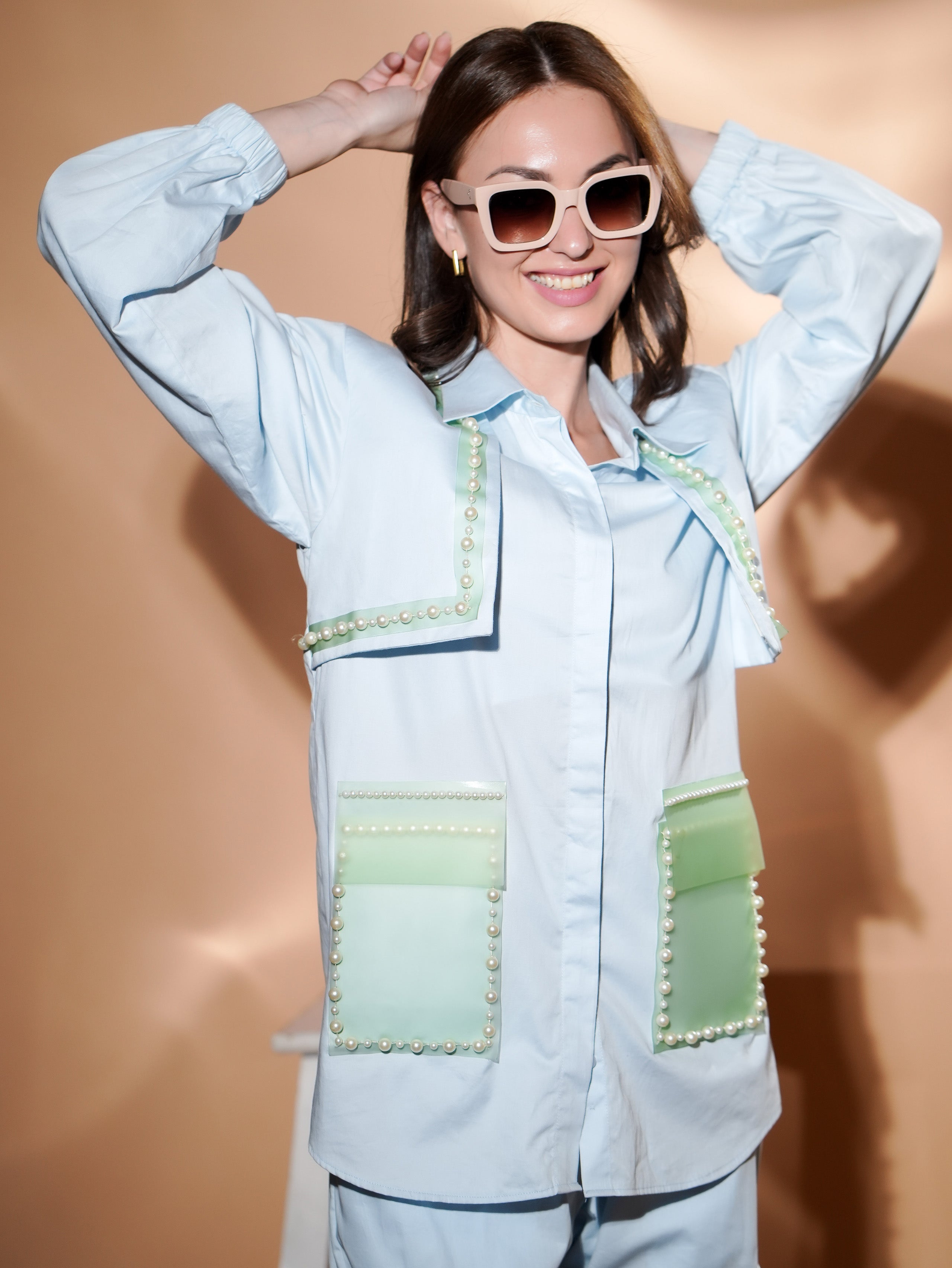 Smokey Flap Blue Co-Ord(Bottom)