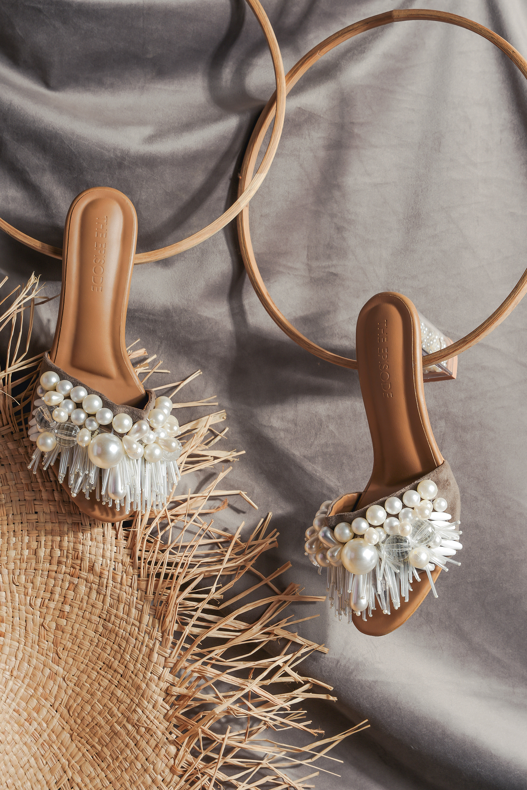 Fragile Forest Pearl Filled Block Heels