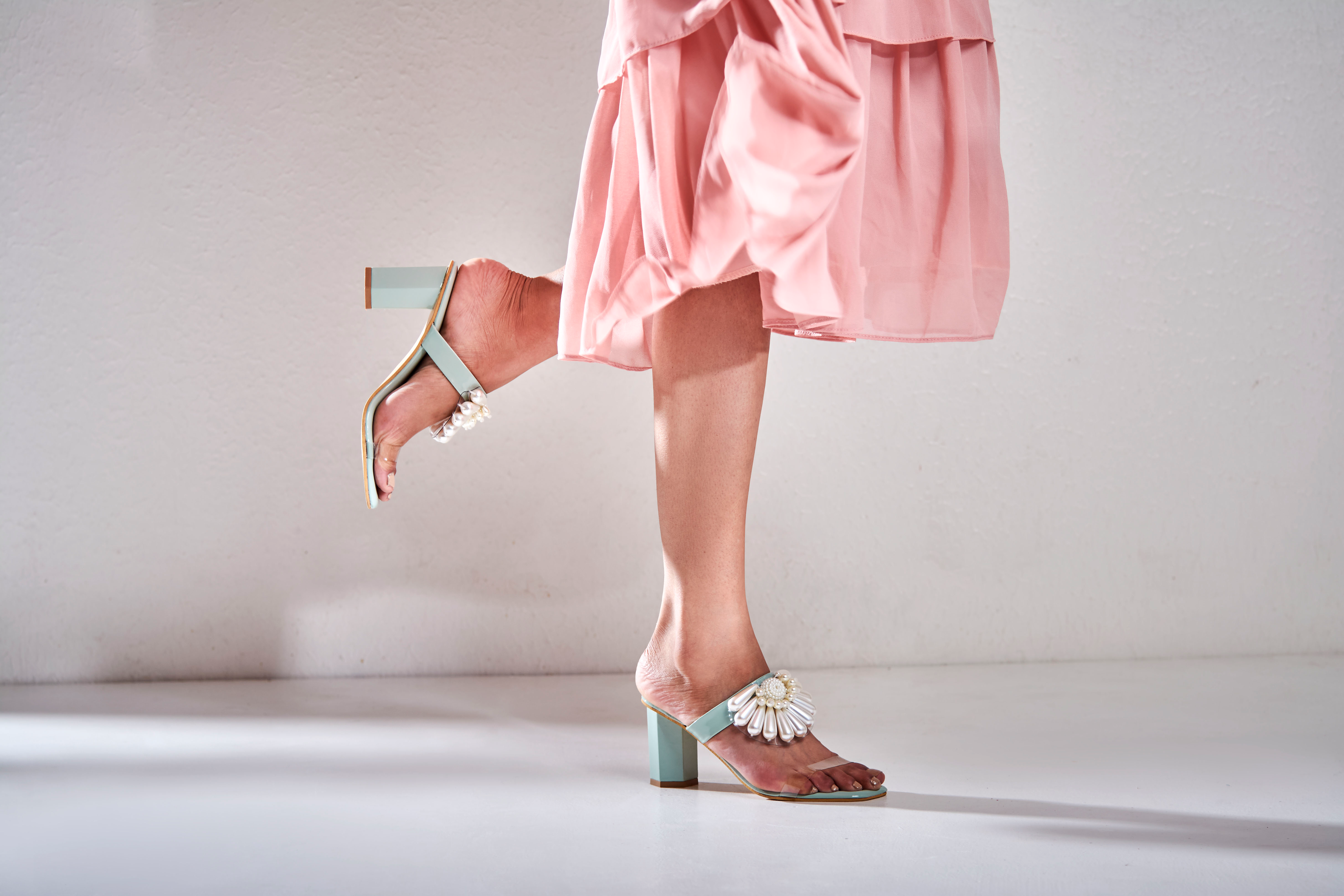 Half Bloom Block Heels