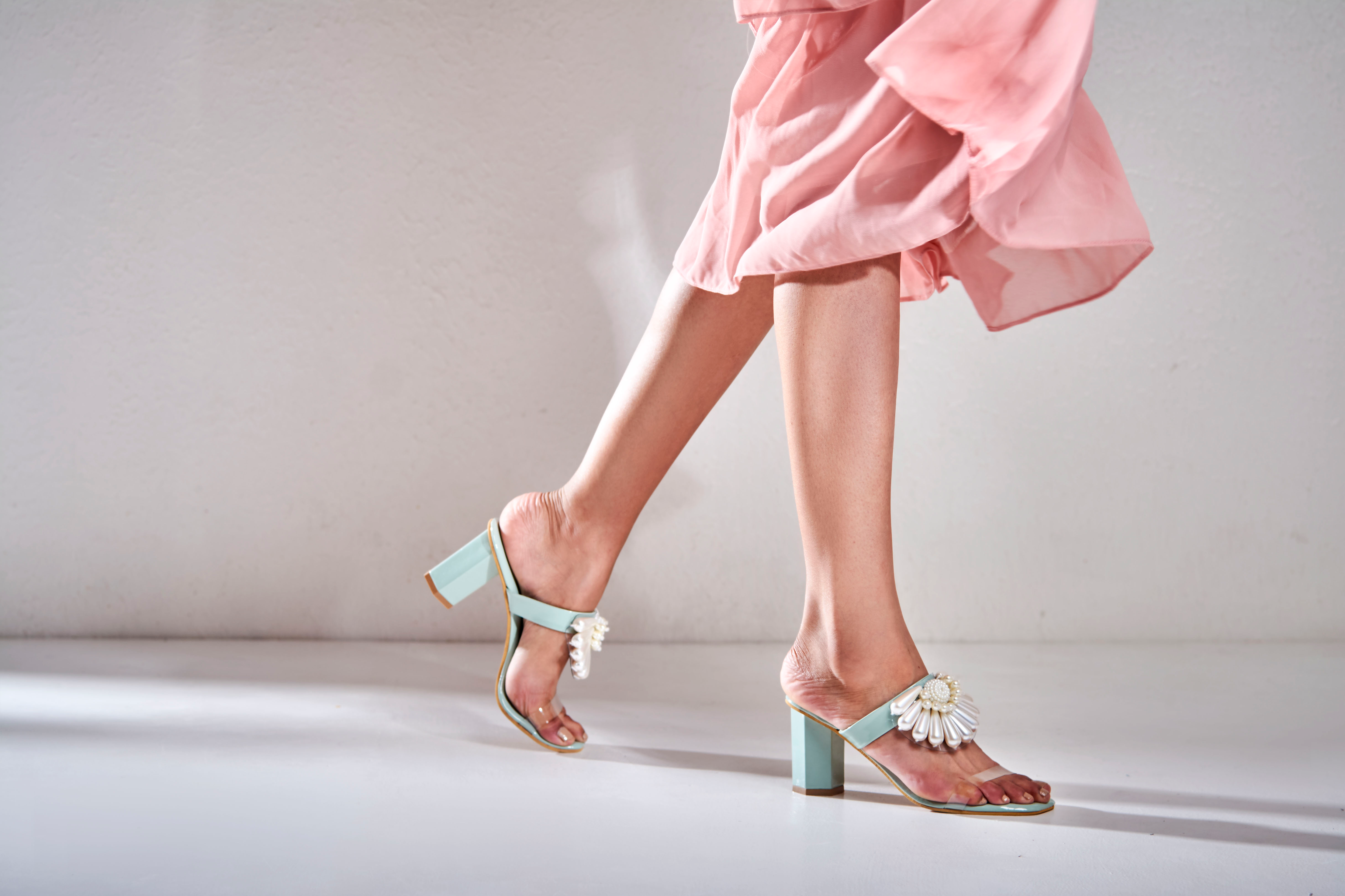 Half Bloom Block Heels