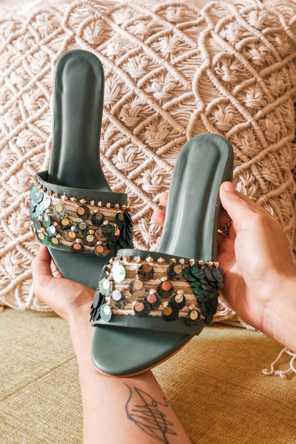 Green Capsule Block Heels